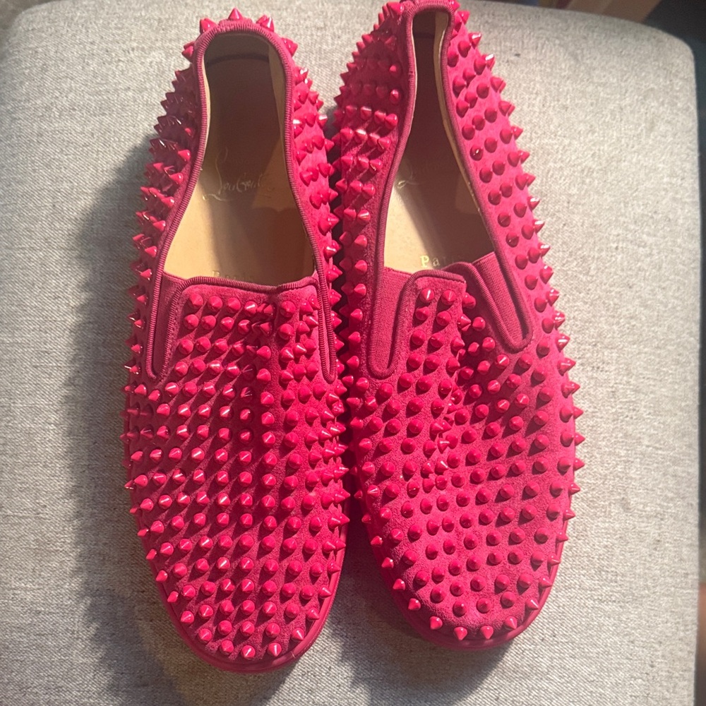 Pink Spiked Loafers